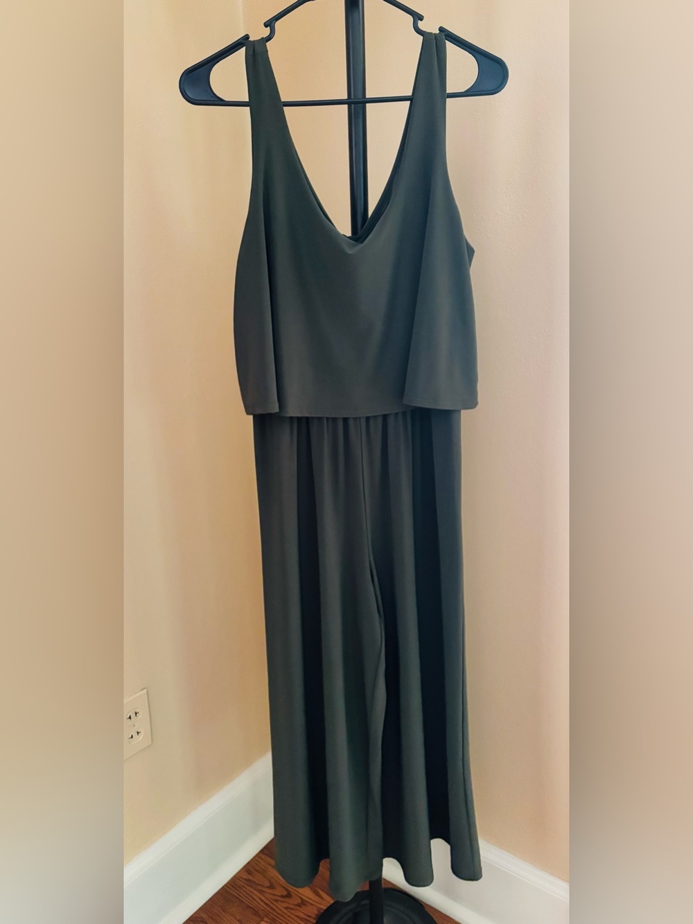Nik & Nash Sleeveless Overlay Wide Leg Jumpsuit | Size Medium Olive Green